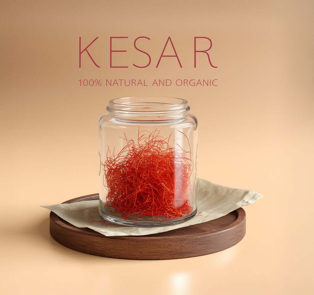 Pure Kashmiri Kesar strands in a glass jar – Urja Vitality